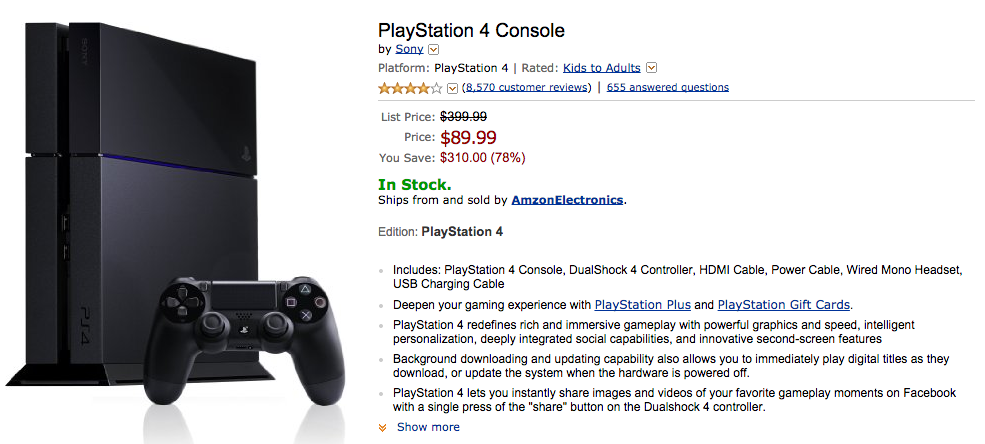 playstation 4 walmart price