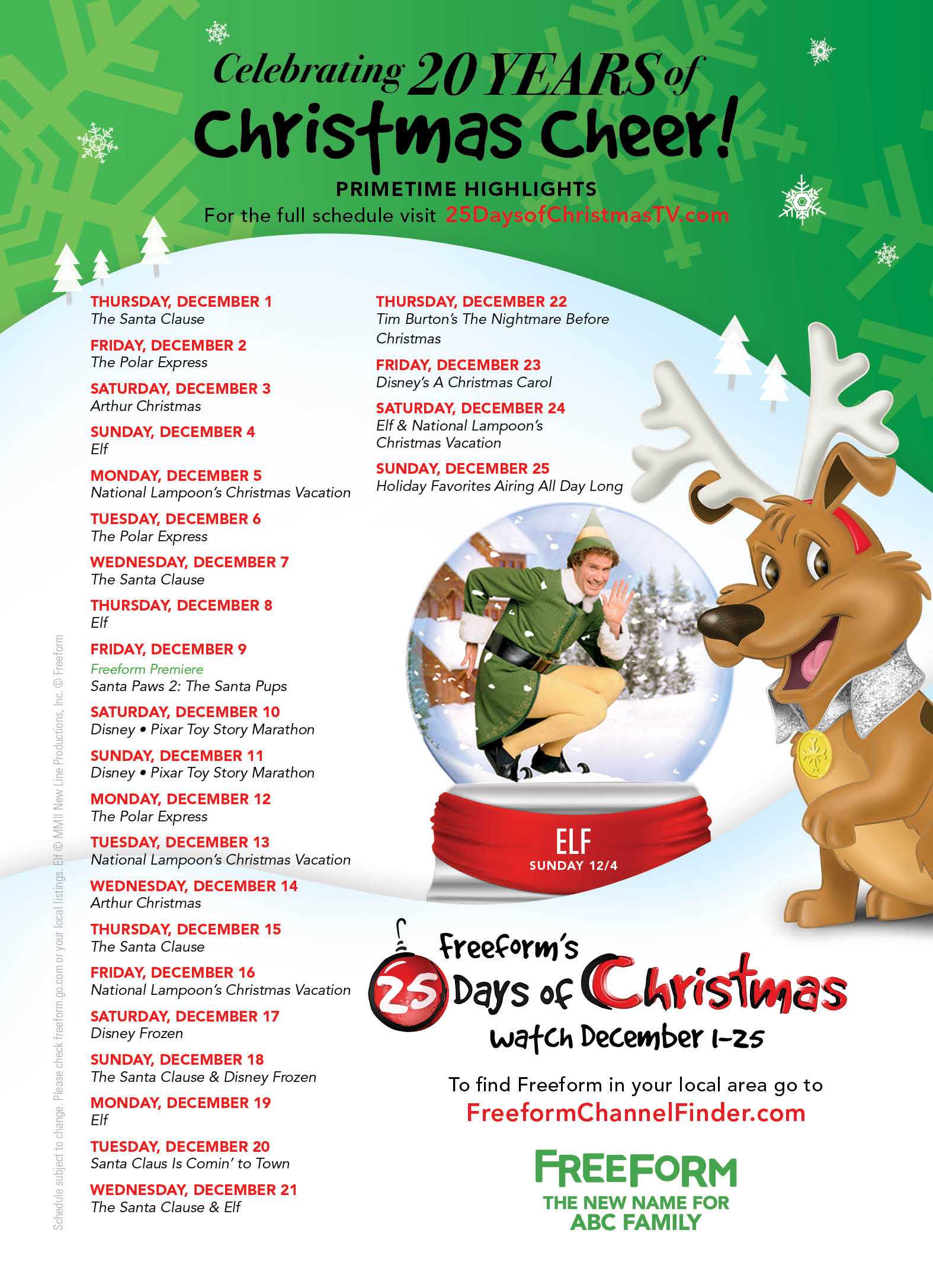 Abc 25 Days Of Christmas Schedule 2024 Printable Calendar 2024