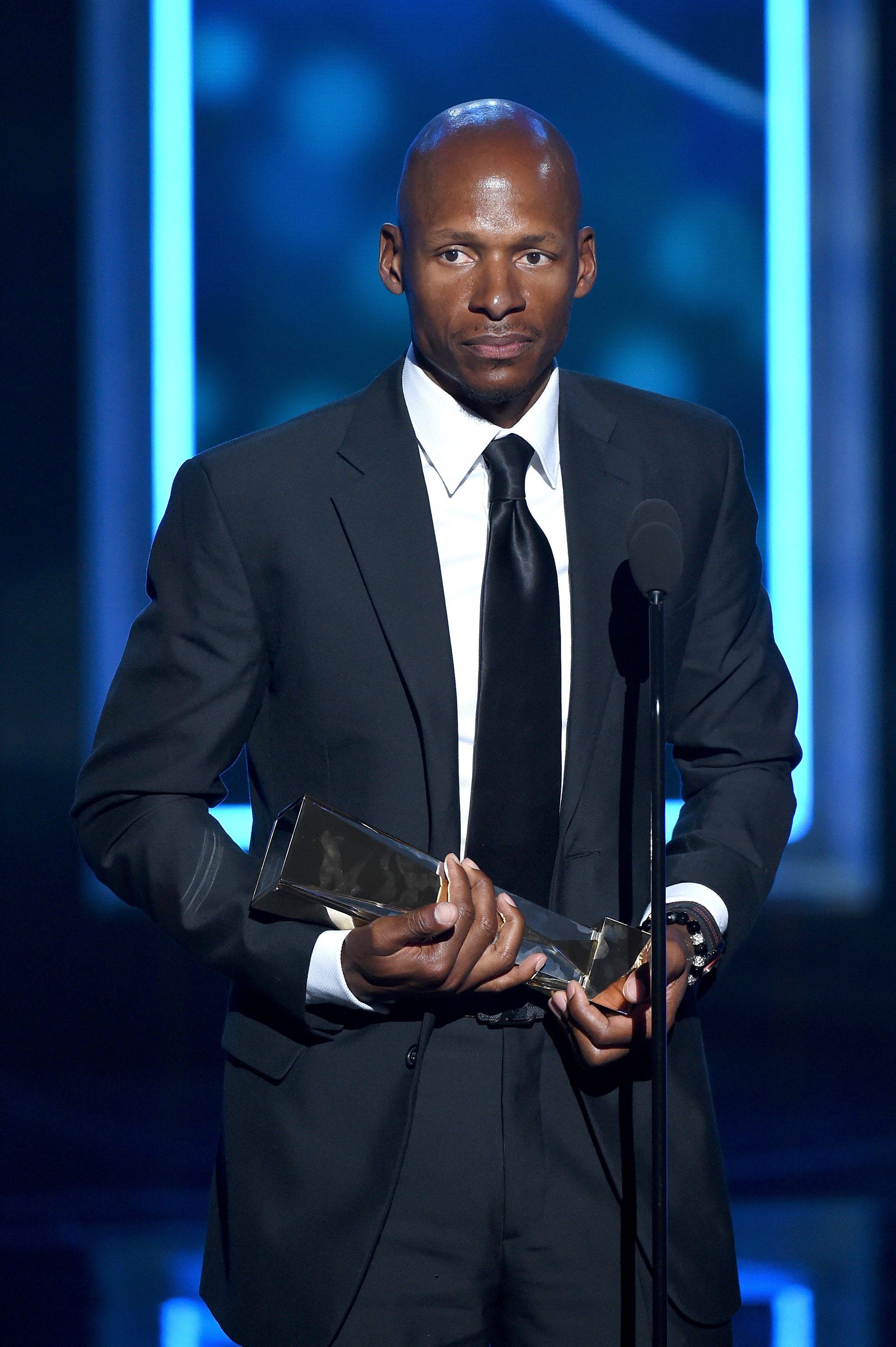 LAS VEGAS, NV - JULY 19: NBA player Ray Allen accepts the award for Man of the Year onstage during The Players' Awards presented by BET at the Rio Hotel & Casino on July 19, 2015 in Las Vegas, Nevada. (Photo by Ethan Miller/BET/Getty Images for BET)